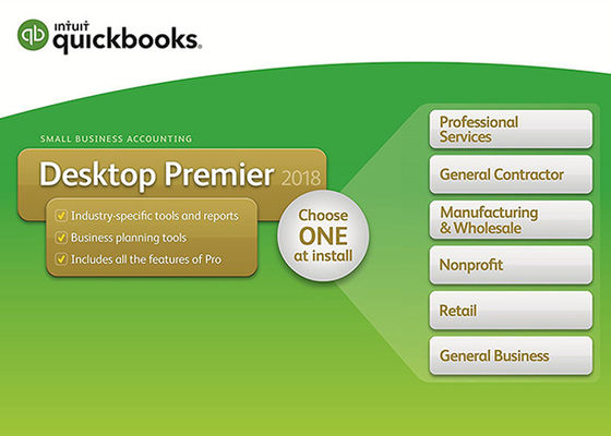 Cina Desktop QuickBooks Asli Premier 2018 dengan Edisi Industri Perangkat Lunak Akuntansi Bisnis Kecil Langganan 1 Tahun pemasok
