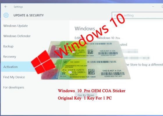 Cina CE Sertifikasi COA License Sticker / Windows 10 Kunci Produk Profesional pemasok