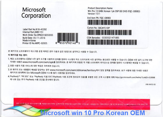 Cina 100% Asli Windows 10 Professional Oem COA X18 Multi Bahasa pemasok