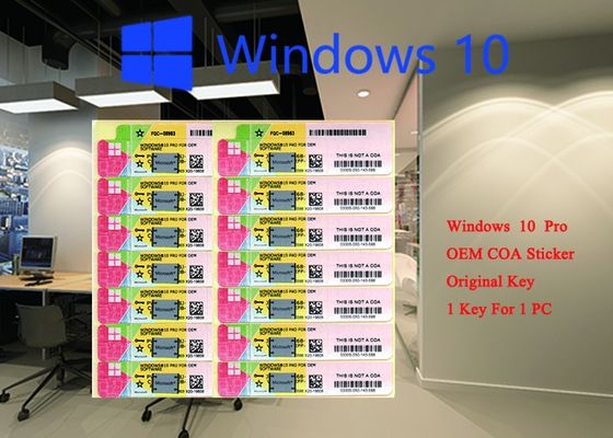 Cina 100% Asli Microsoft windows 10 pro stiker COA 32 Sistem 64 bit FQC 08983, OEM Windows 10 Pro Korea pemasok