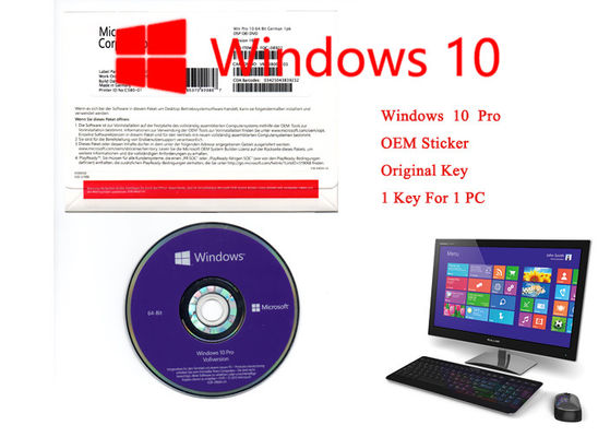 Cina OEM Jerman Windows 10 Pro 64bit DVD Software Pro 100% Aktivasi Online pemasok